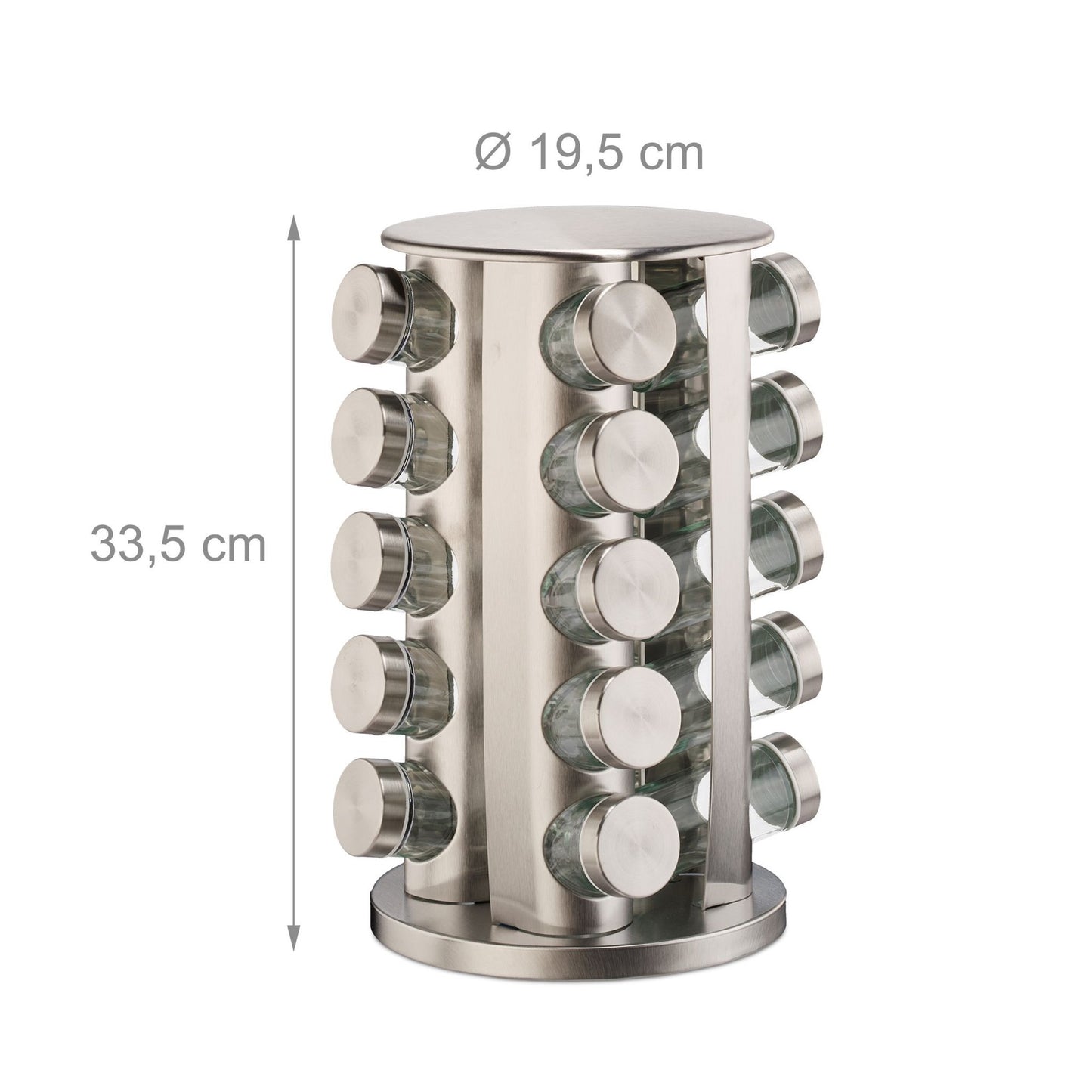 Rotating spice carousel with 20 jars