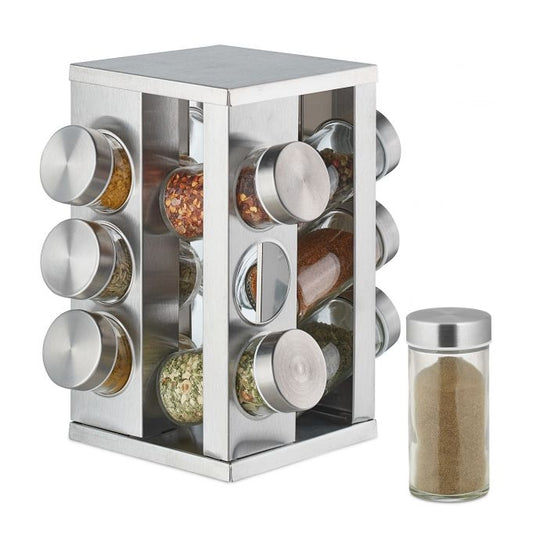 Rotating spice rack with 12 spice jars