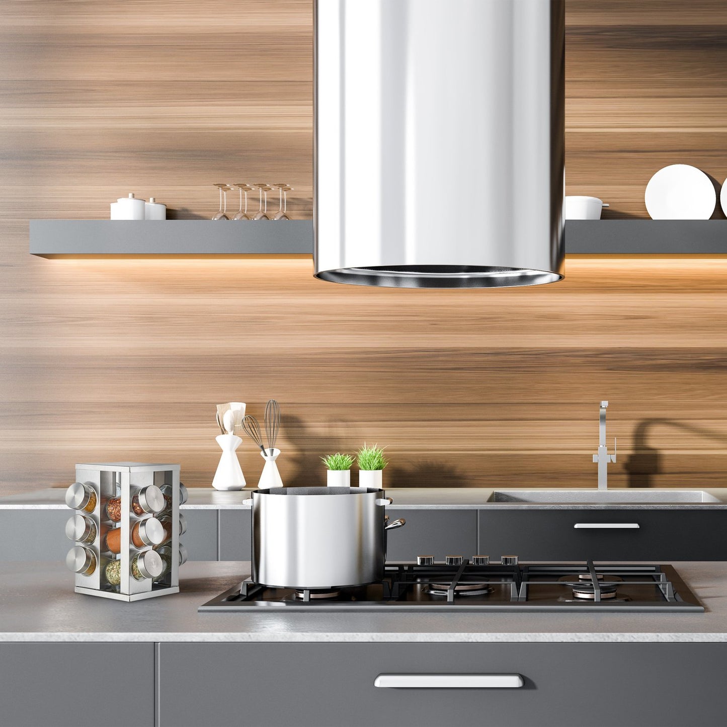 Rotating spice rack with 12 spice jars
