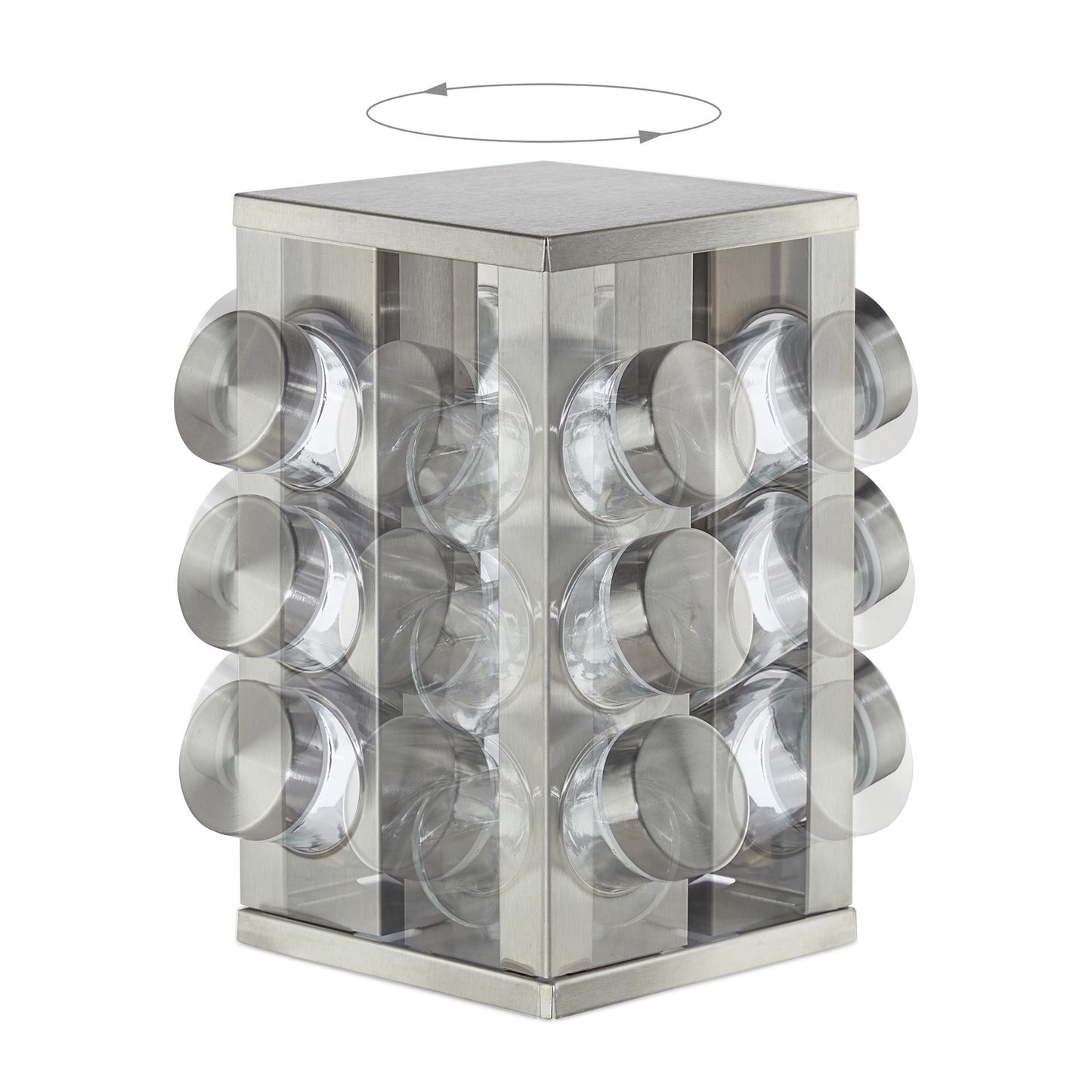 Rotating spice rack with 12 spice jars