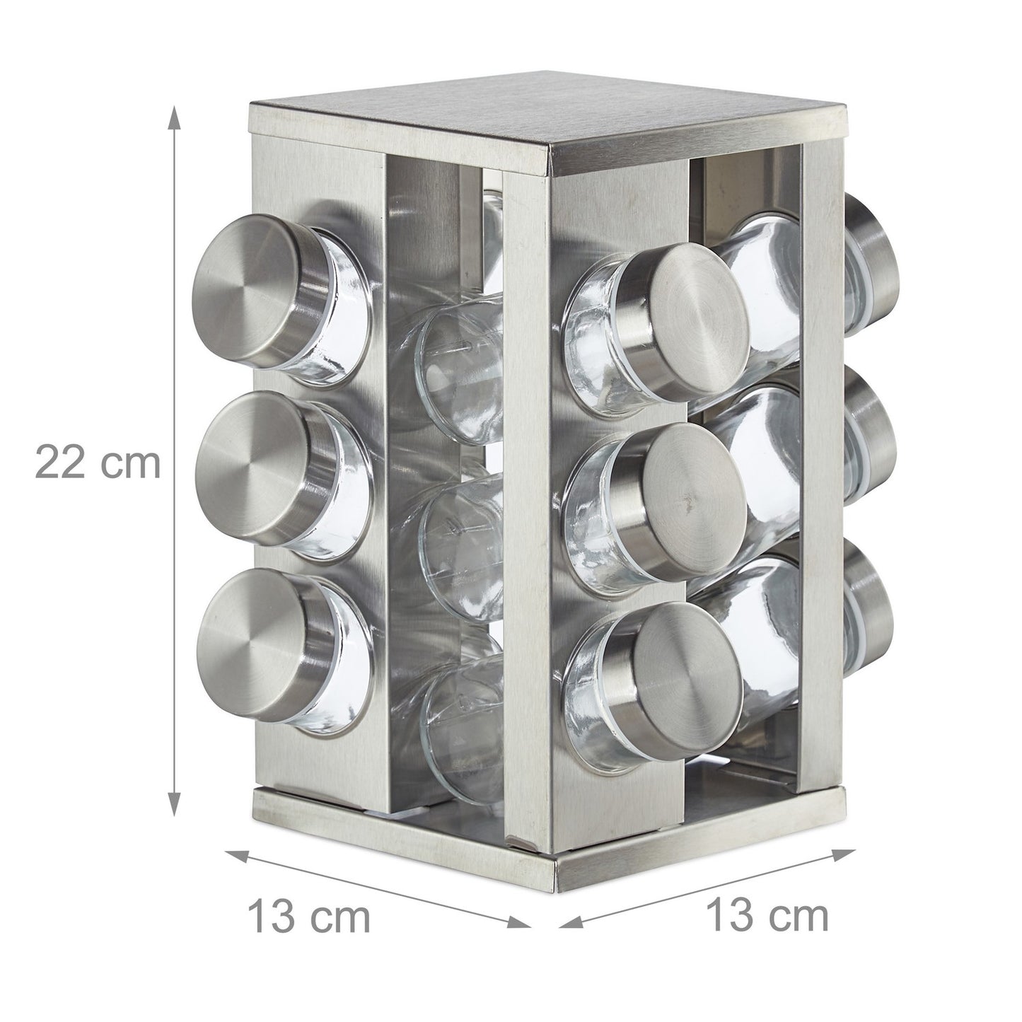 Rotating spice rack with 12 spice jars