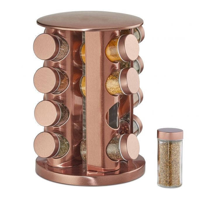 Rotating spice rack with 16 spice jars