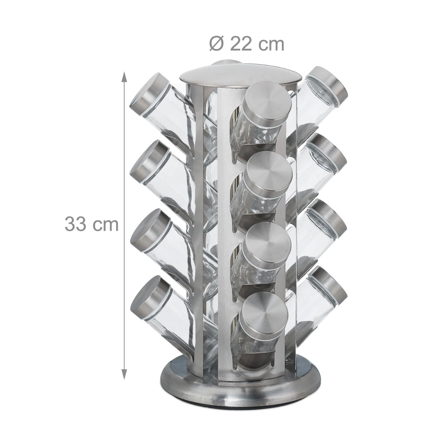 Rotating spice rack with 16 spice jars