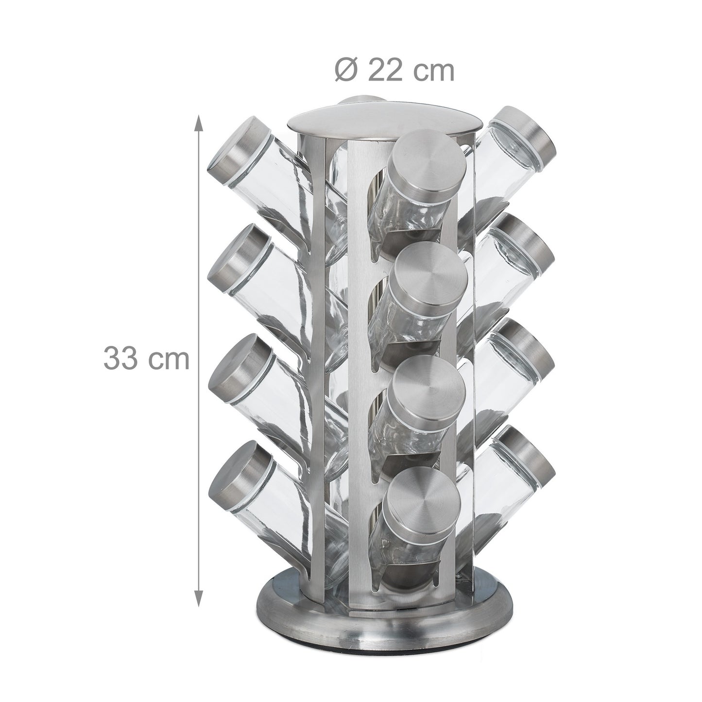 Rotating spice rack with 16 spice jars