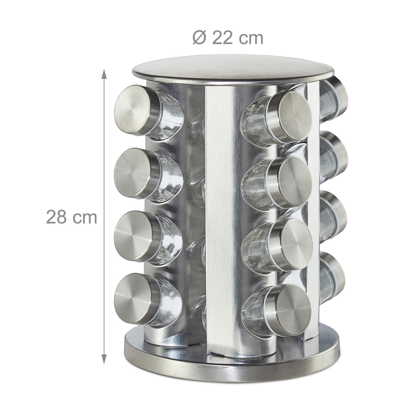 Rotating spice rack with 16 spice jars