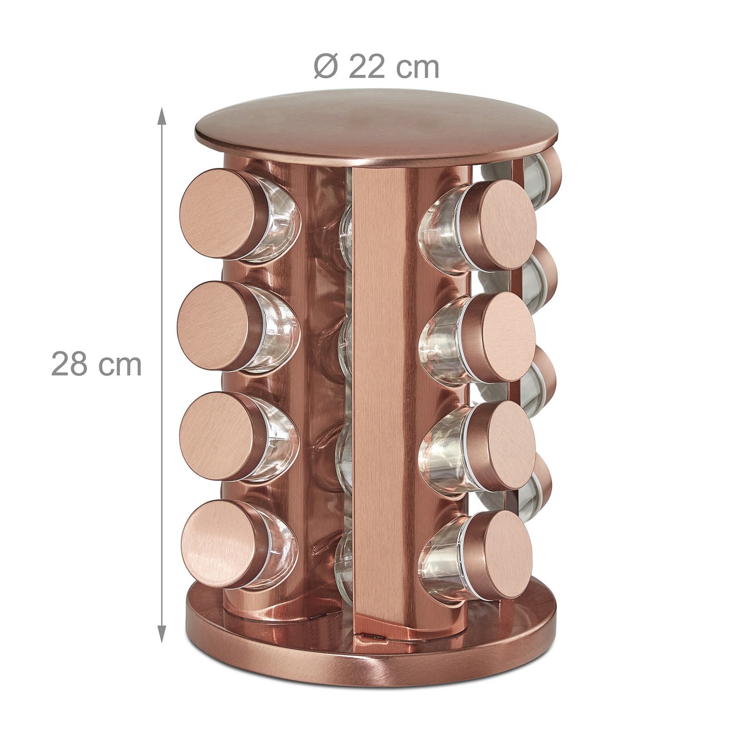 Rotating spice rack with 16 spice jars