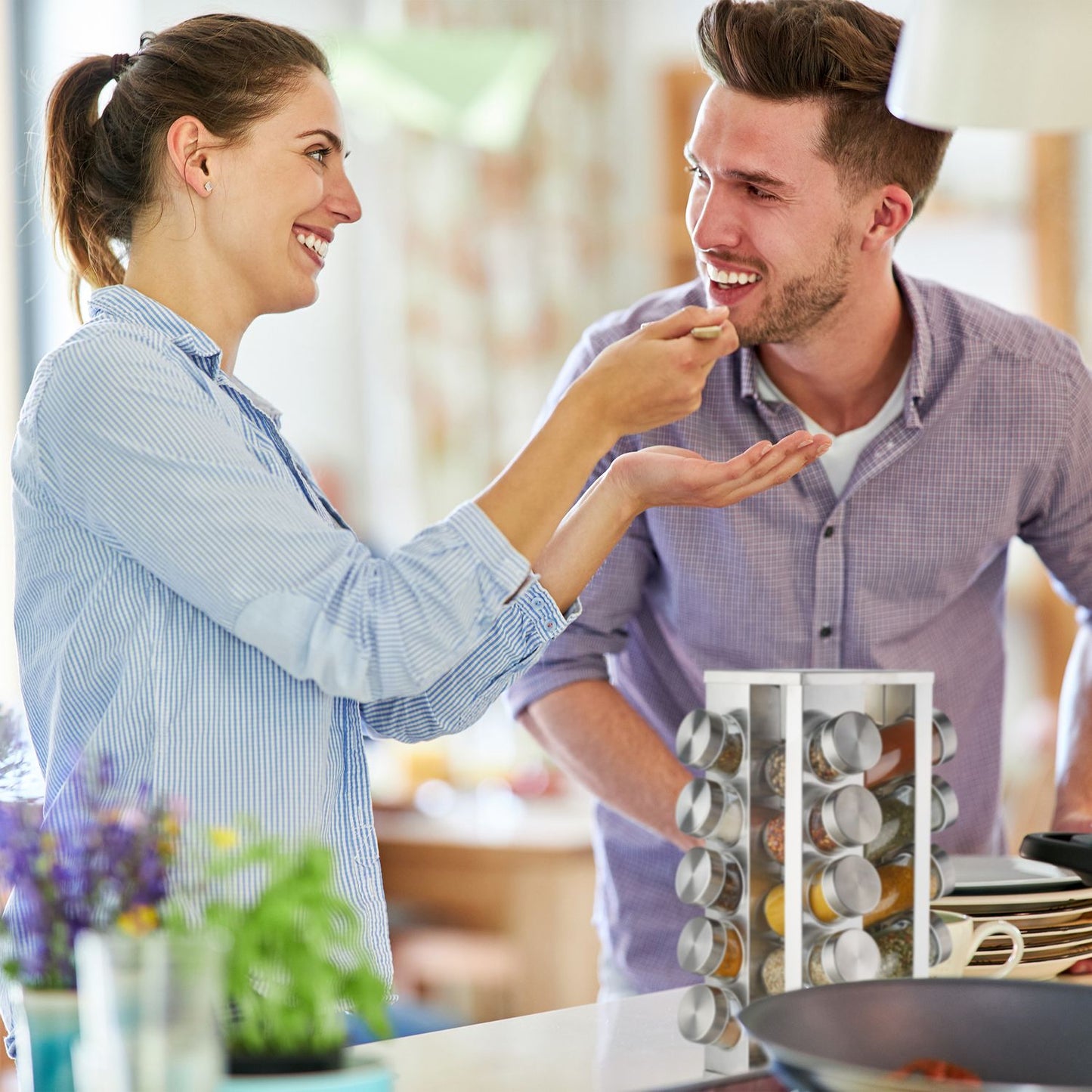 Rotating spice rack with 20 spice jars