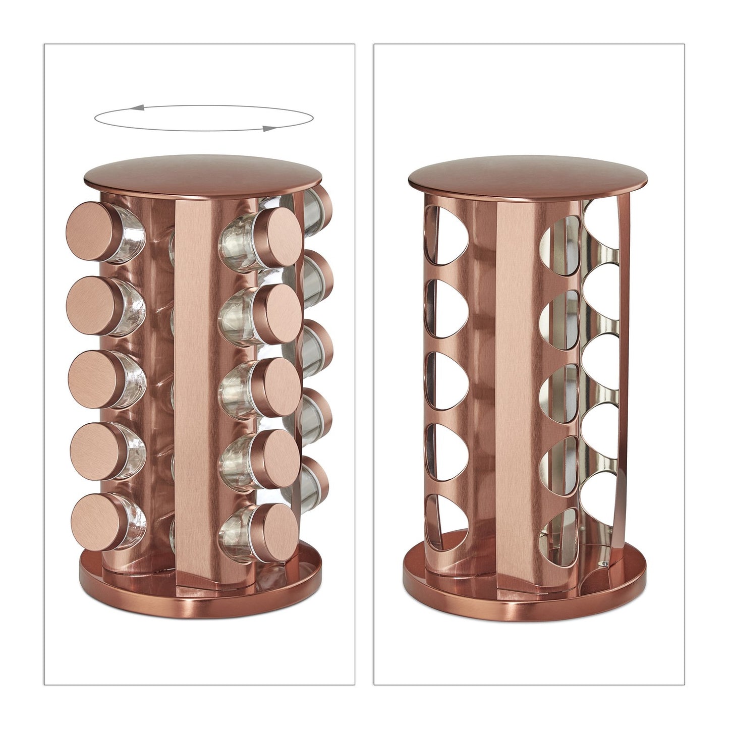 Rotating spice rack with 20 spice jars