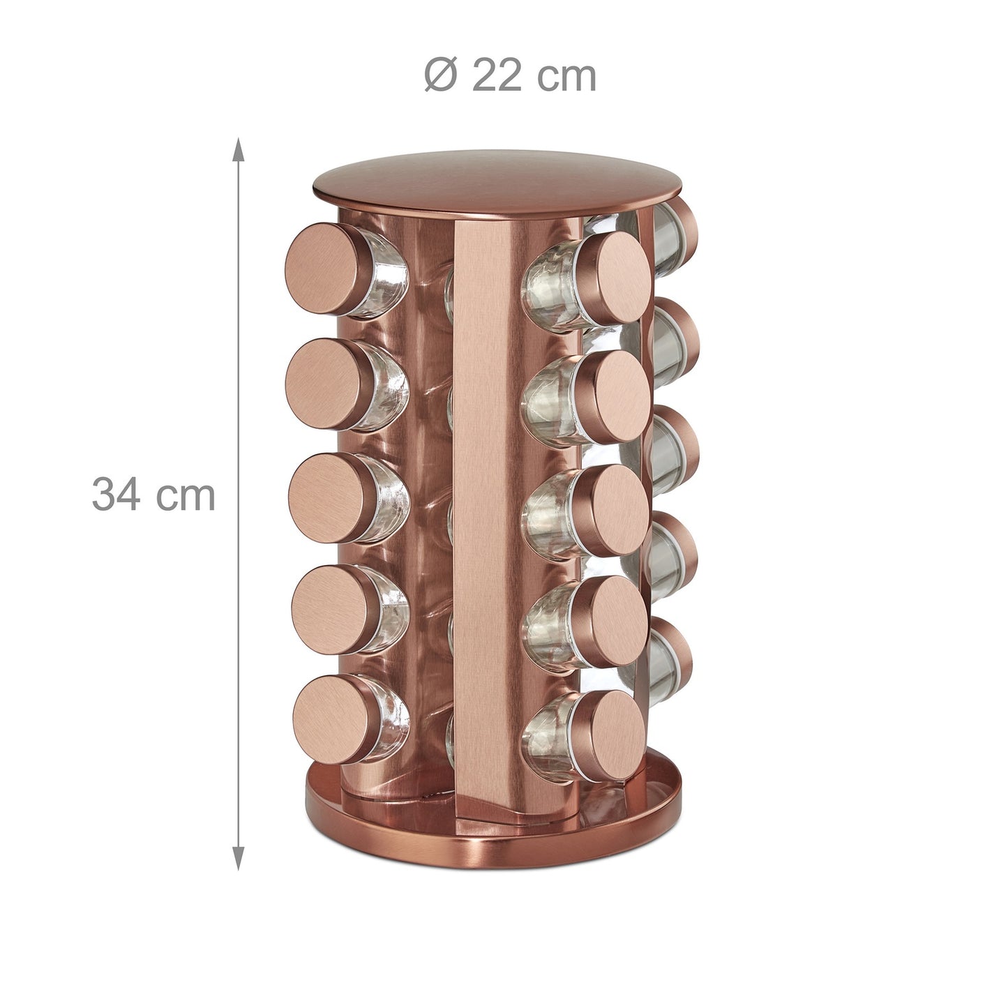 Rotating spice rack with 20 spice jars