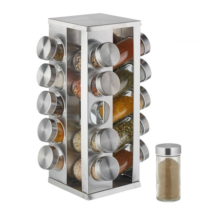 Rotating spice rack with 20 spice jars