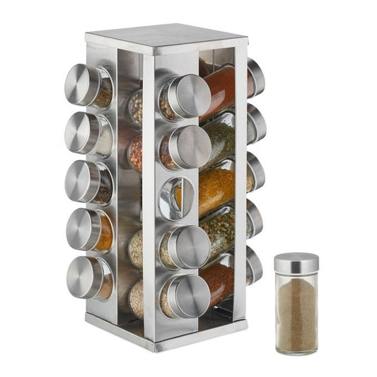 Rotating spice rack with 20 spice jars