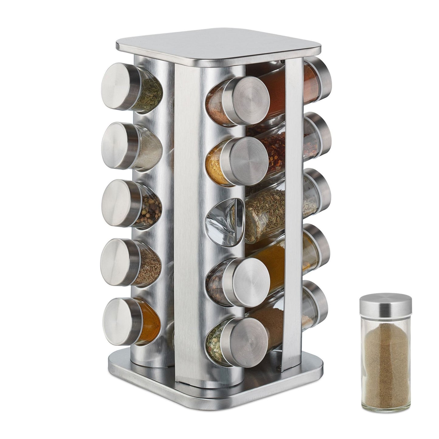Rotating spice rack with 20 spice jars