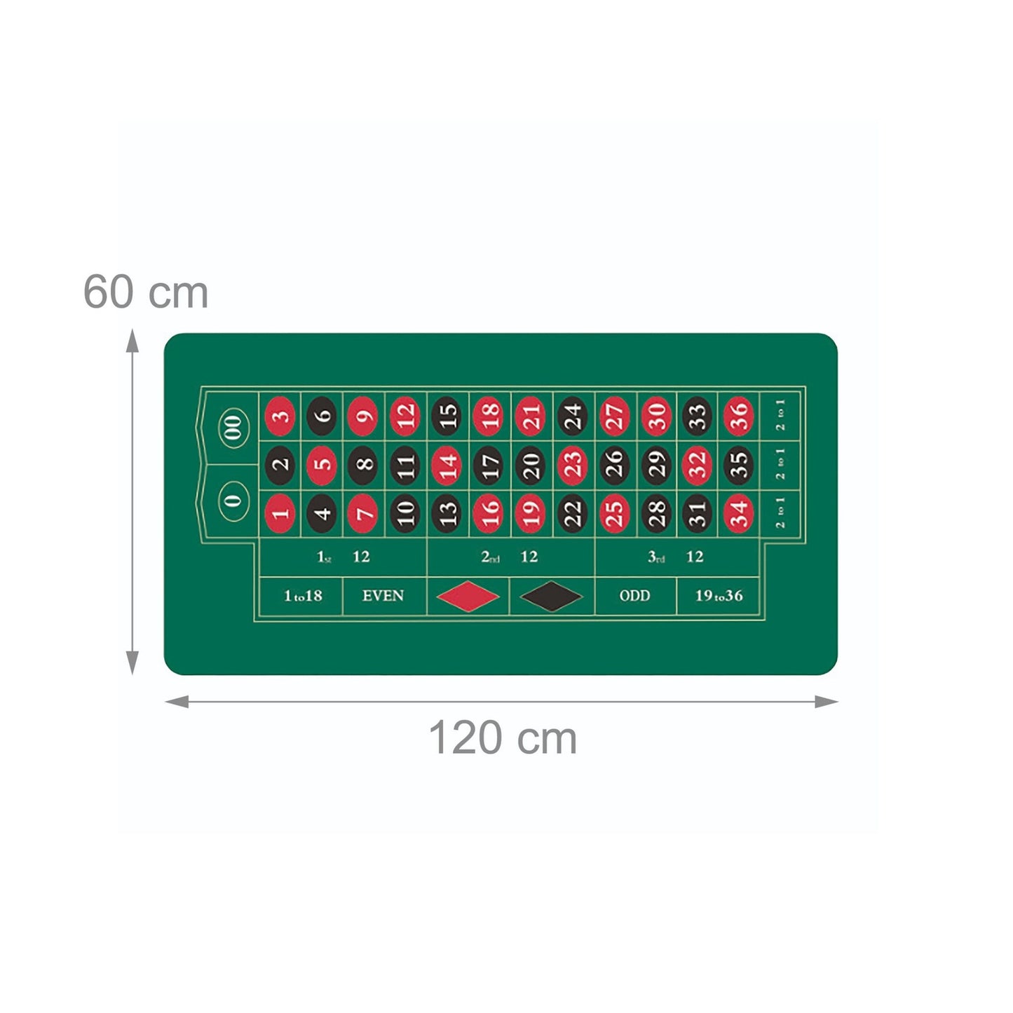 Roulette Gaming Mat 60x120 cm – Non-Slip, Foldable