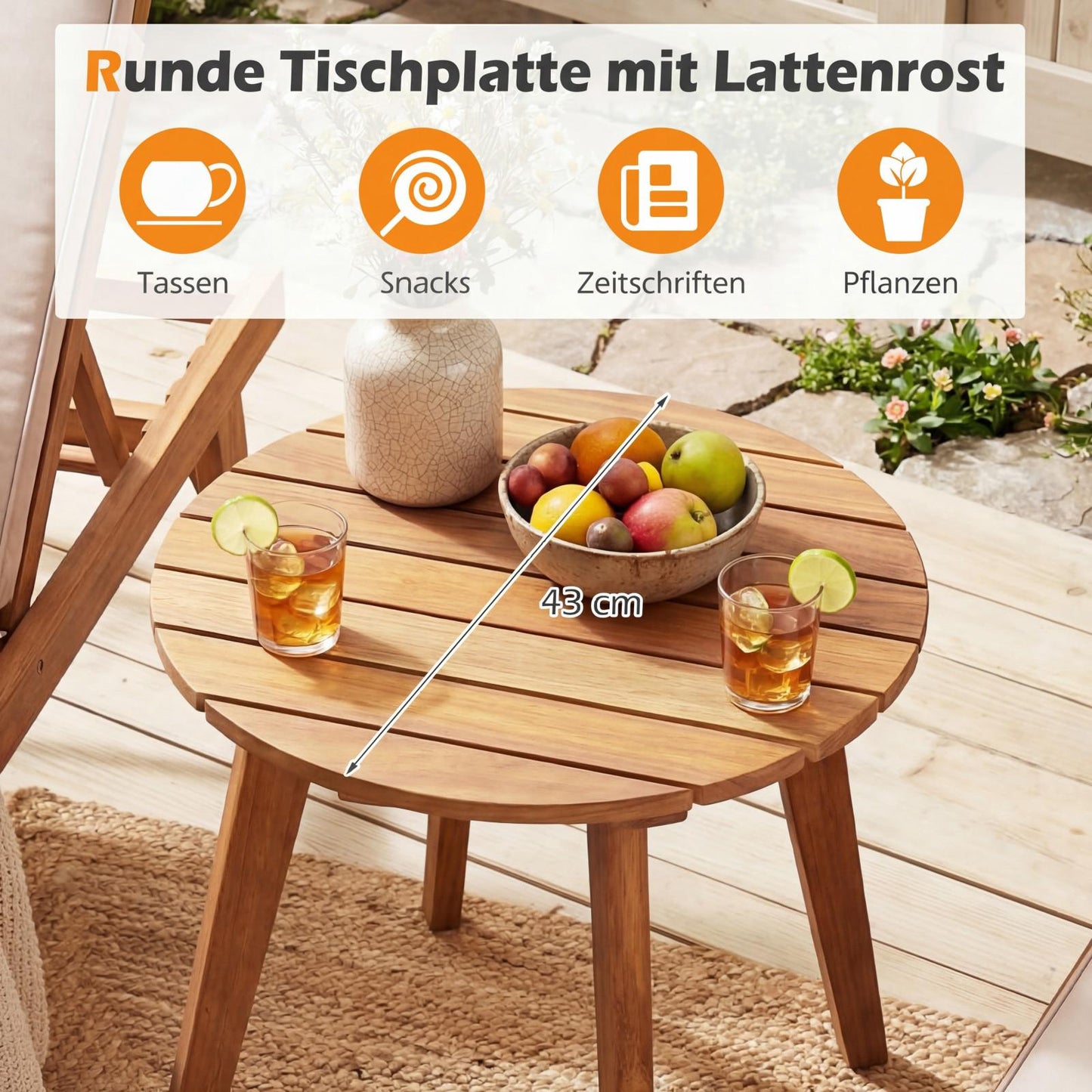 Round Acacia Wood Side Table – Indoor/Outdoor Use