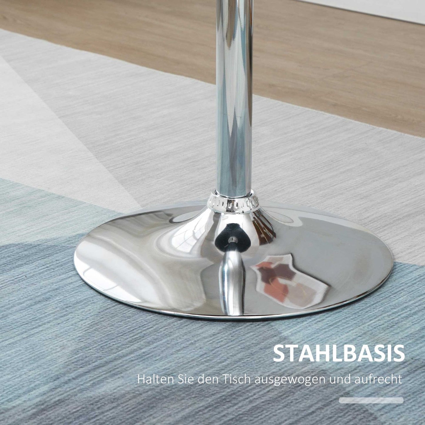 Adjustable round bar table, rotating steel, black Ø61cm