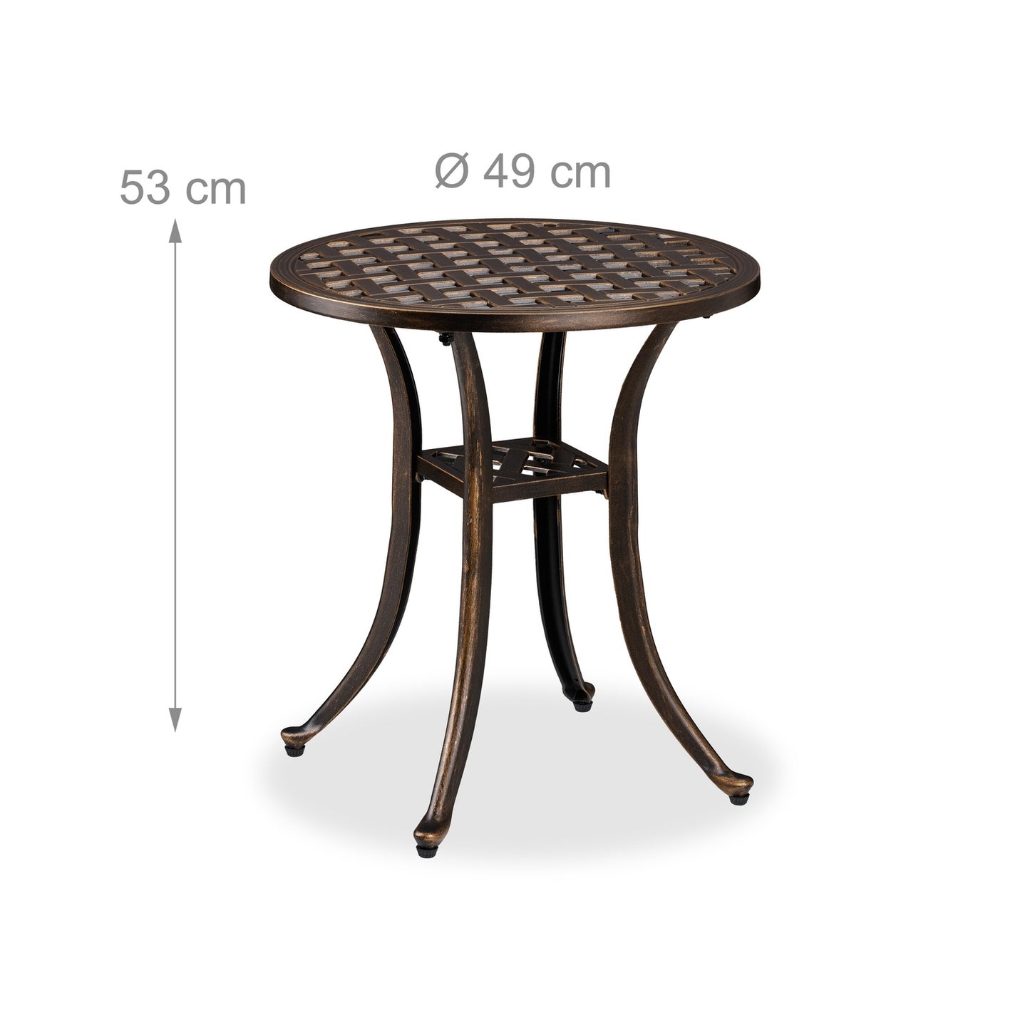 Round Cast Aluminium Patio Side Table, Weatherproof