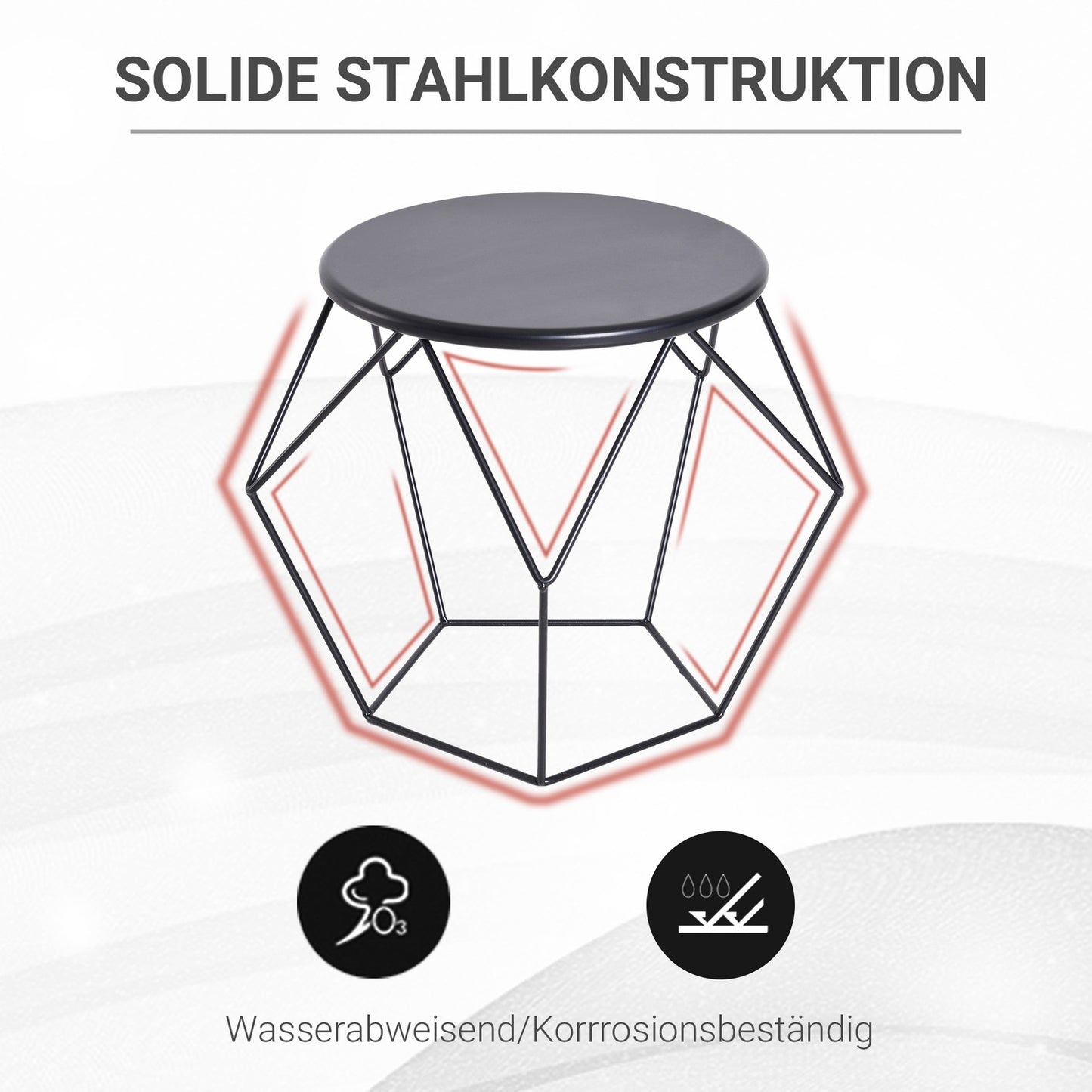 Round coffee table with storage - Metal basket design