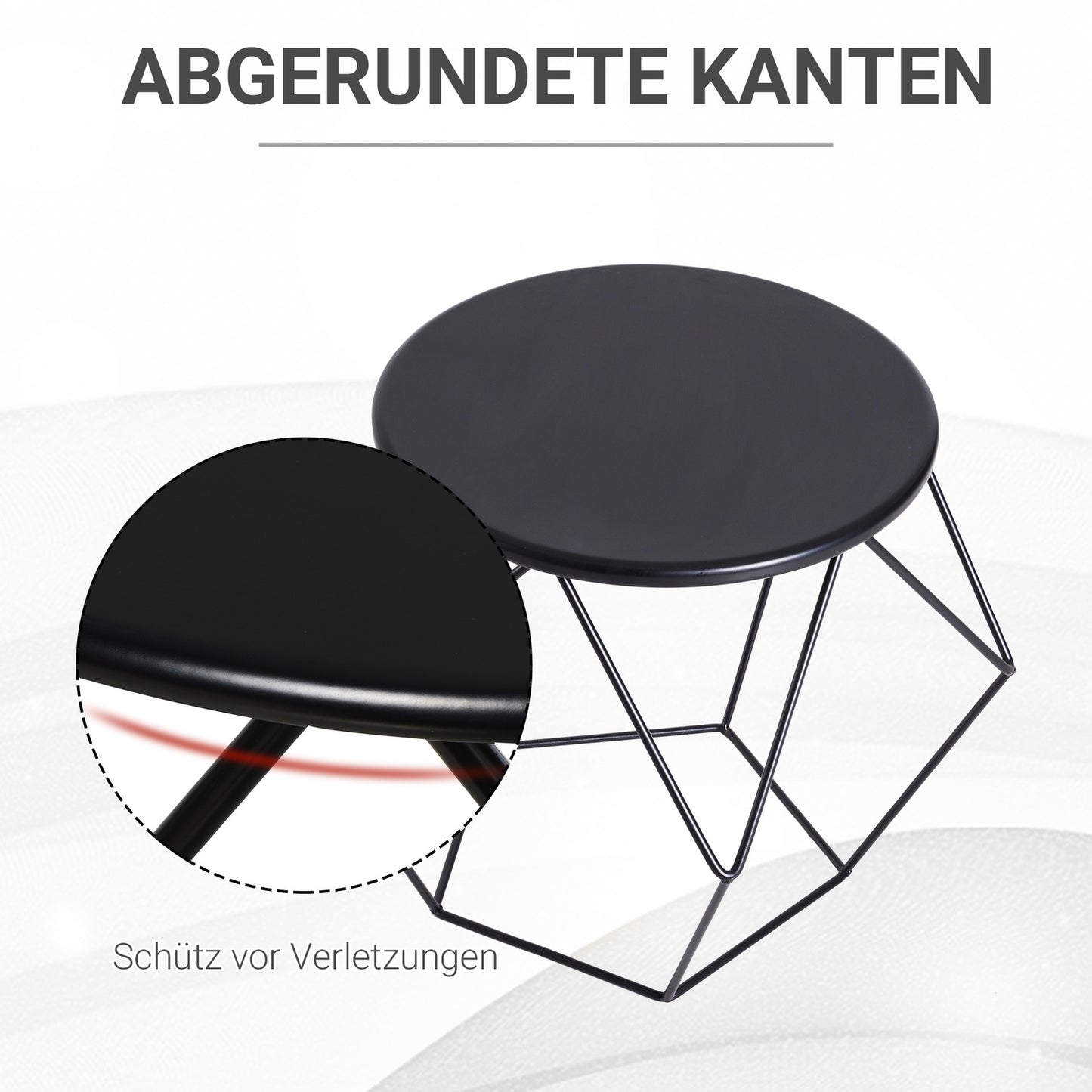 Round coffee table with storage - Metal basket design