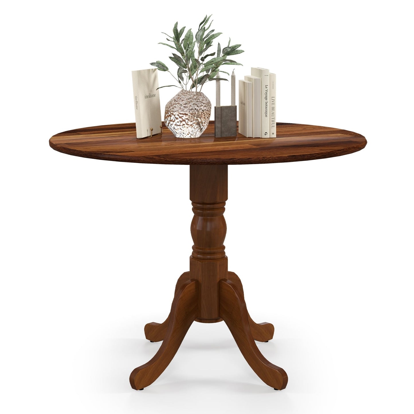 Round Dining Table, 100 cm Rubberwood, Seats 4, Walnut