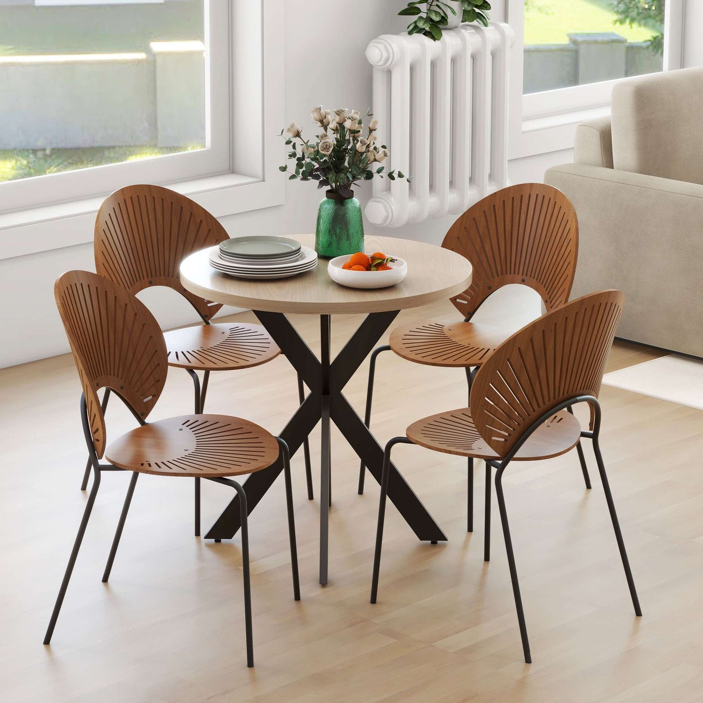 Round Dining Table, 75 cm, Seats 2-4, Brown MDF