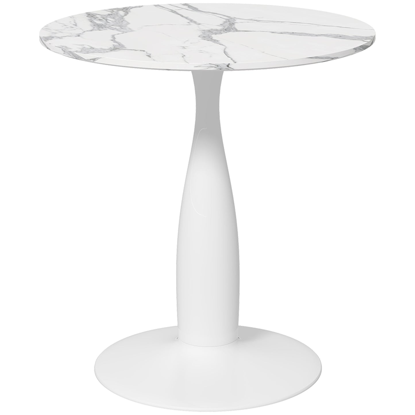 Round Dining Table, White MDF Top, Steel Base, Ø70 cm