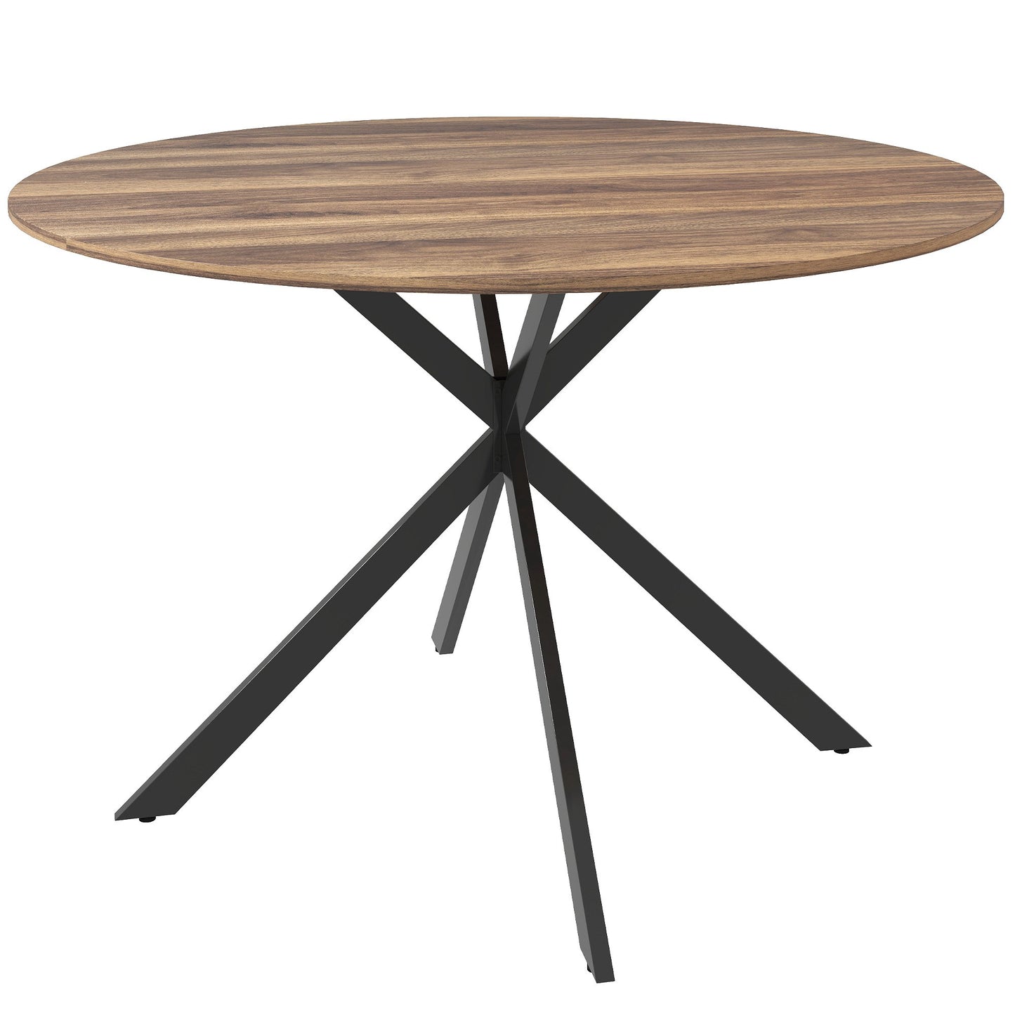 Round Dining Table for 4, Industrial Style, Dark Brown