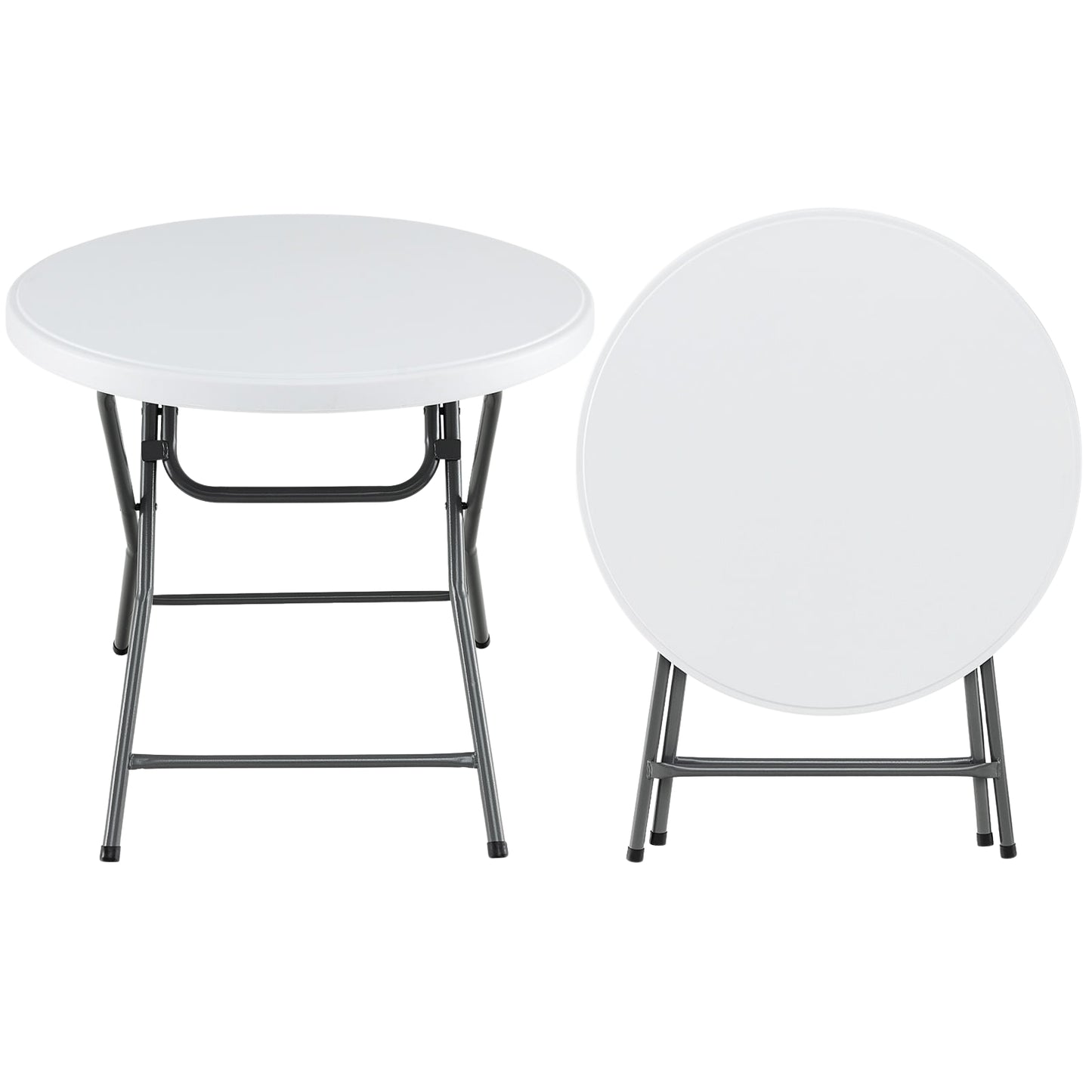 Round Folding Table, 81cm, Weatherproof HDPE, Metal Legs