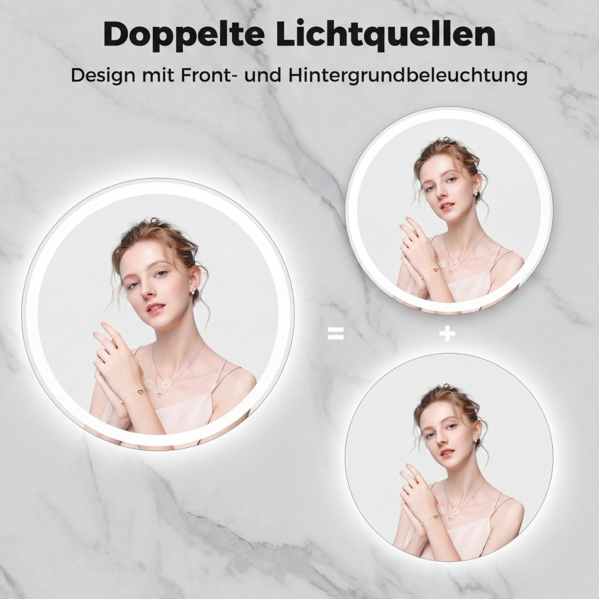 Round LED Bathroom Mirror, Adjustable Brightness, Ø80 cm