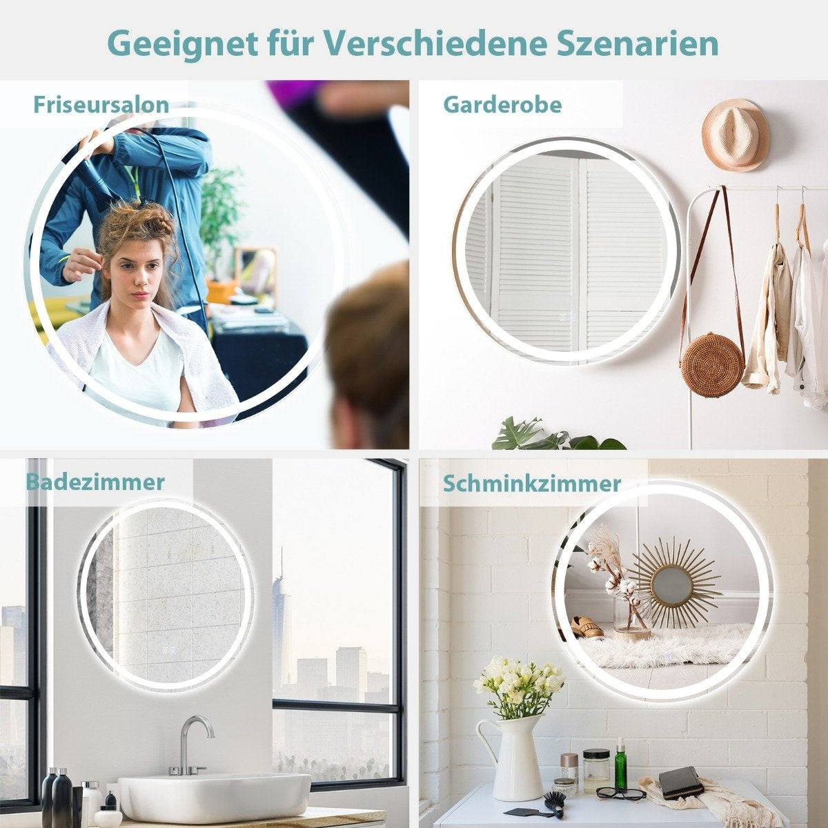 Round LED mirror bathroom mirror for wall mounting 3000 K-6000 K Ø 60 cm