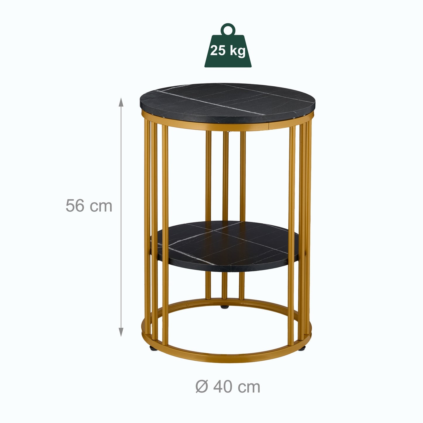 Round Marble Look Side Table with 2 Levels