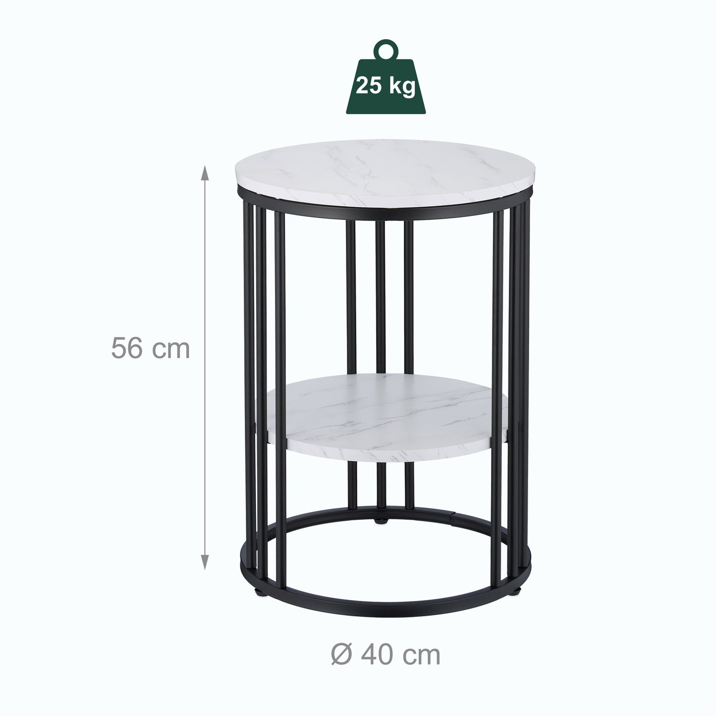 Round Marble Look Side Table with 2 Levels