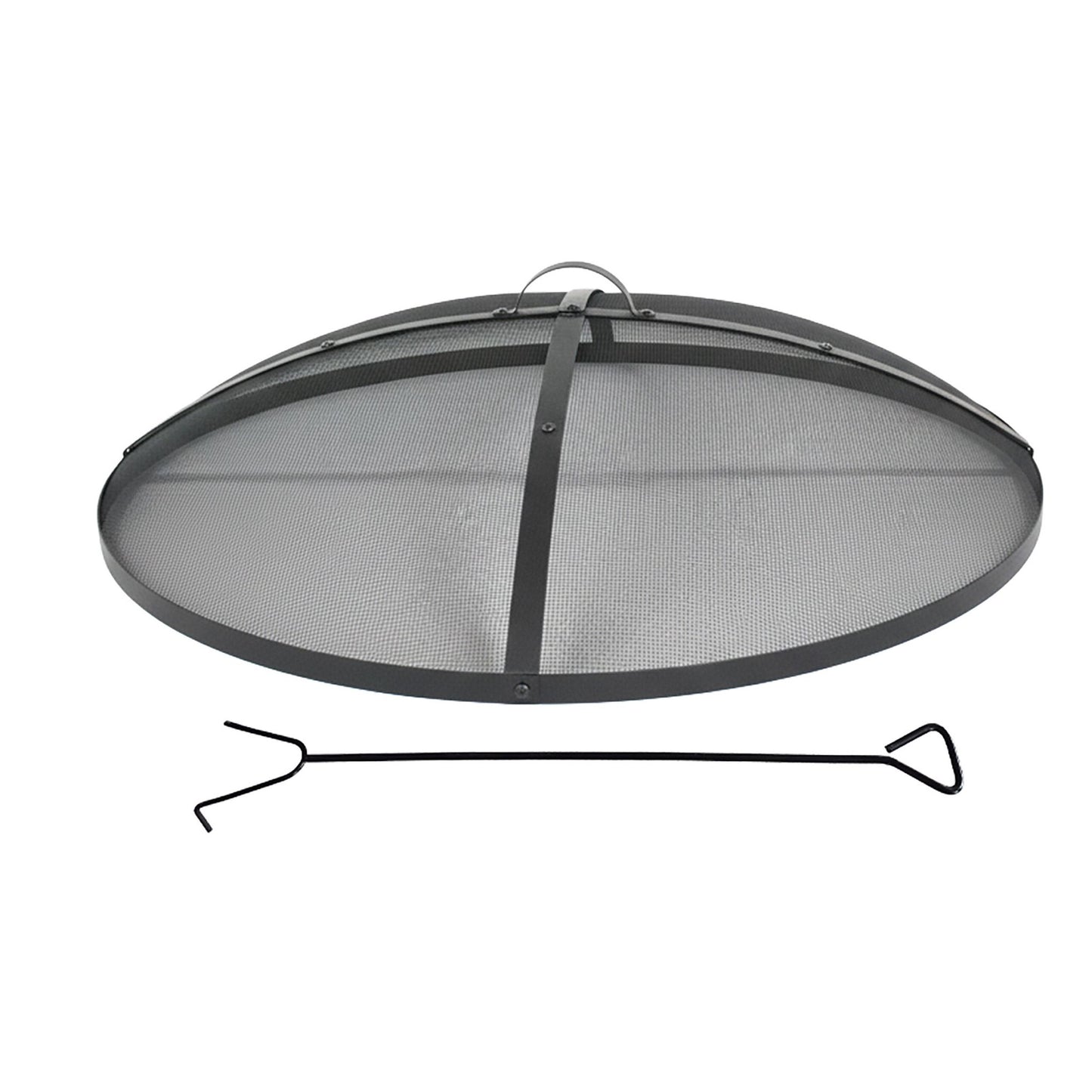 Round Metal Spark Guard for Fire Pits with Poker, 90 cm