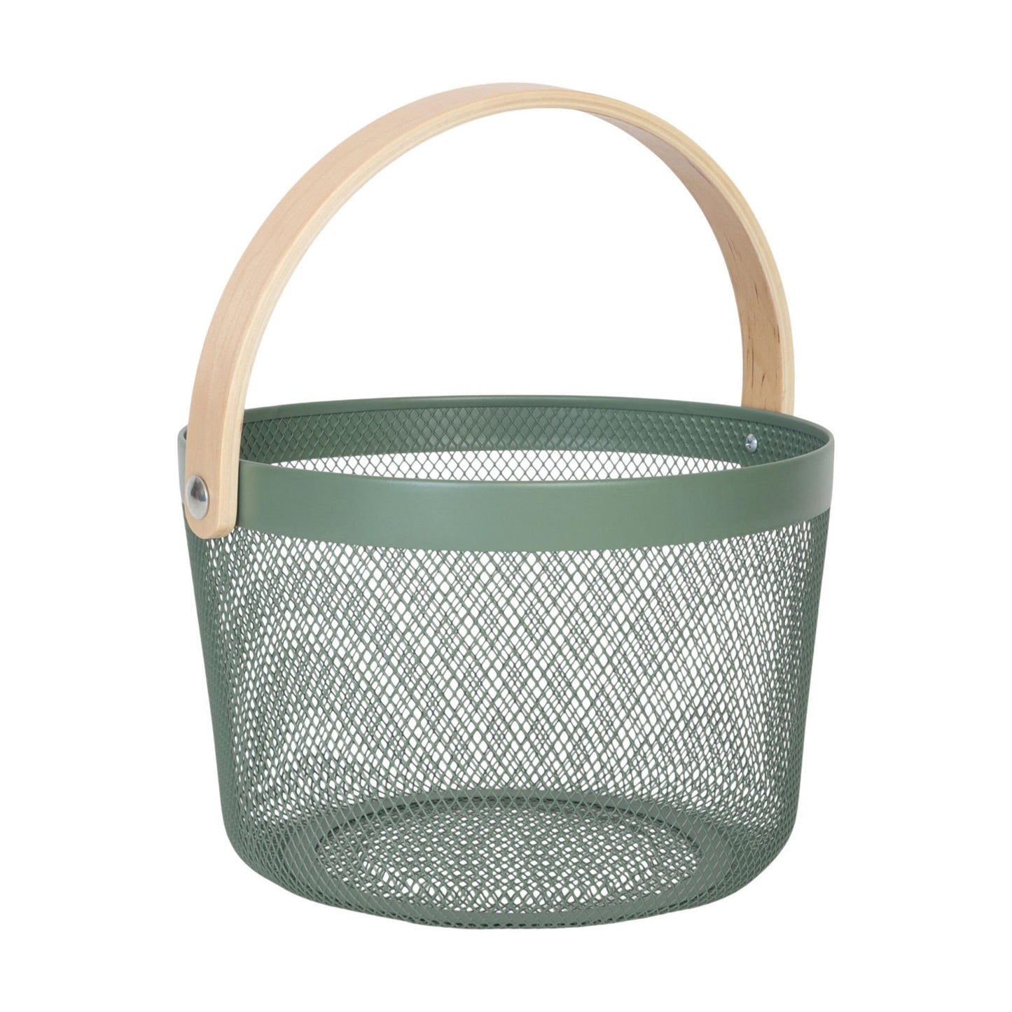 Round Metal Wire Storage Basket with Handle