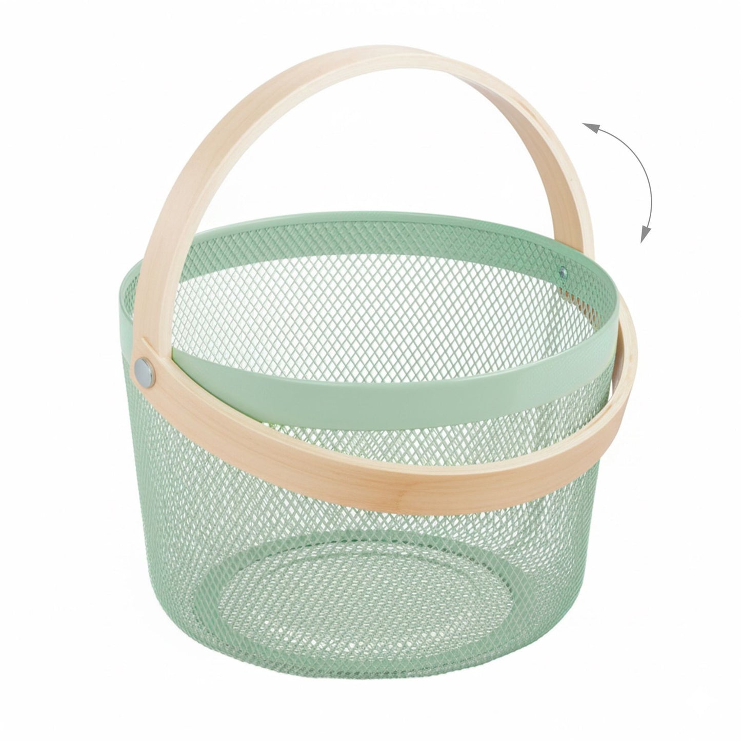 Round Metal Wire Storage Basket with Handle