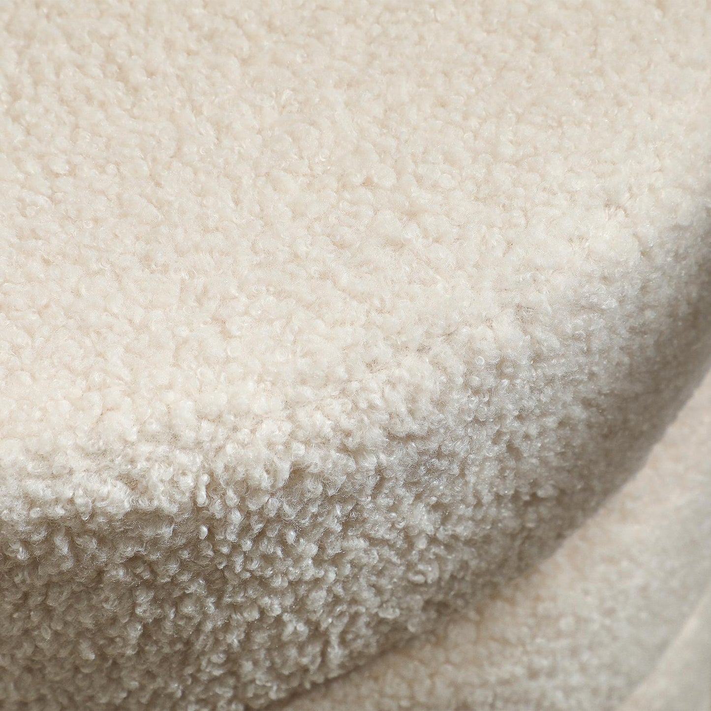 Round Ottoman, Teddy Fleece, 120kg Capacity, Beige