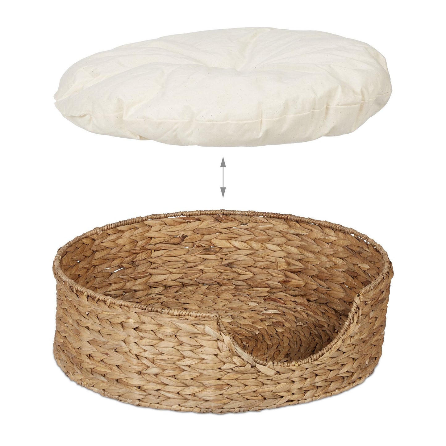 Round Seagrass Pet Bed for Dogs and Cats