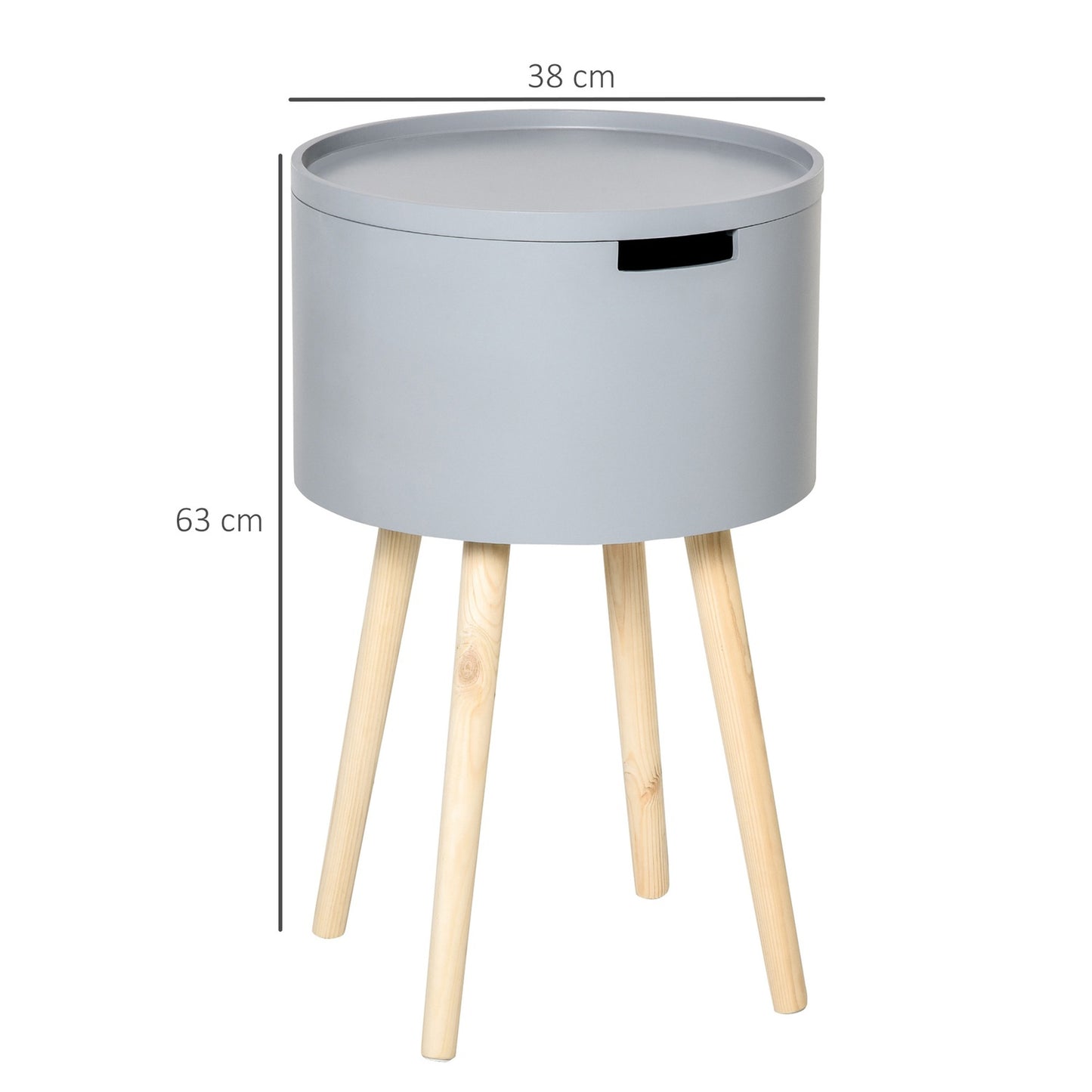 Gray & Natural Scandinavian Round Side Table - MDF Pine