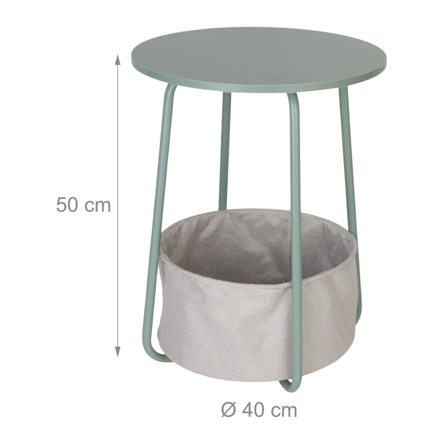 Round Side Table with Fabric Storage Basket