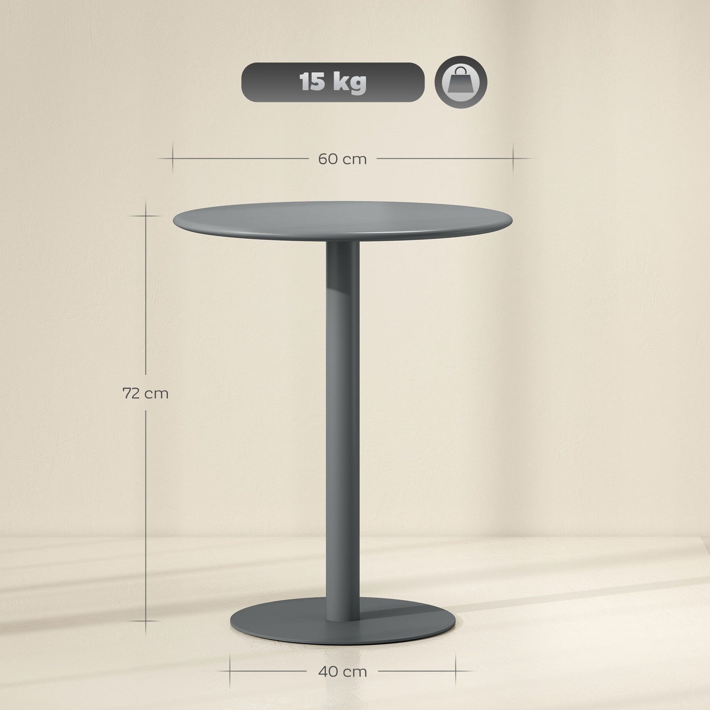 Round Steel Dining Table for 2 – Compact, Modern Design