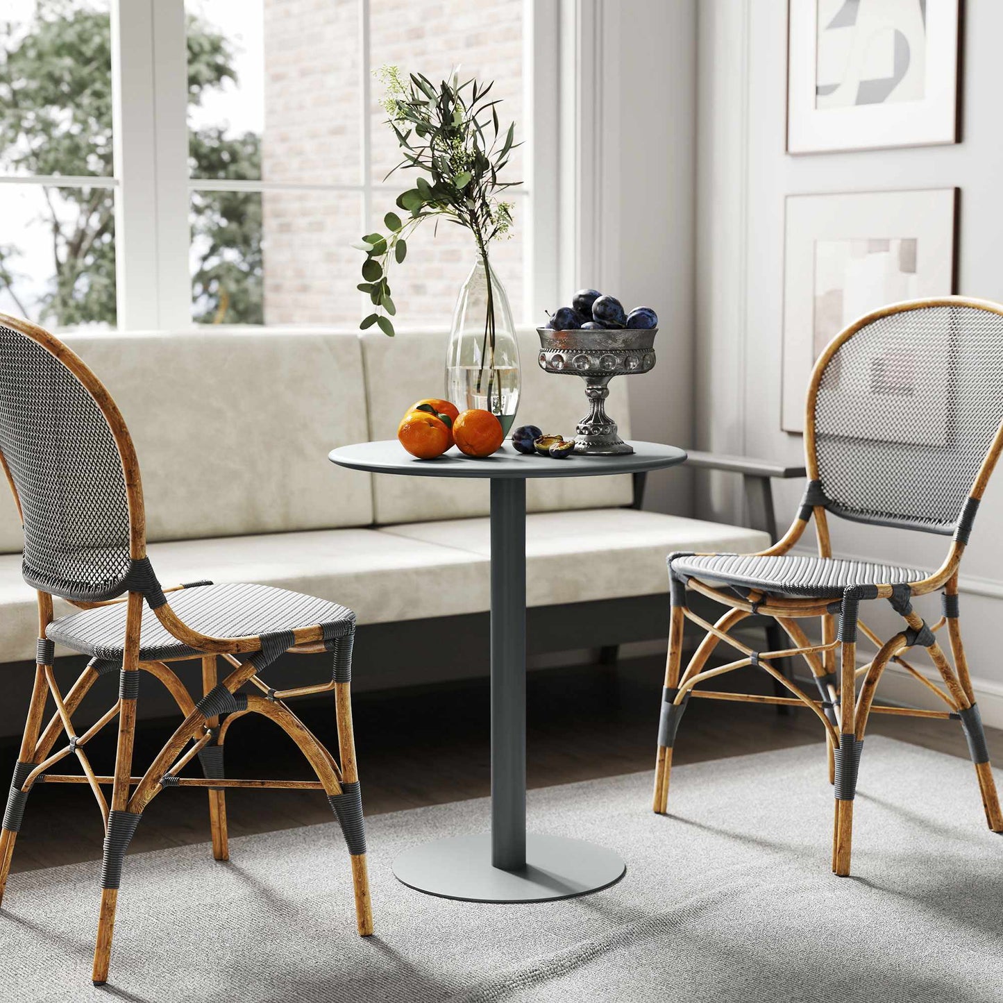 Round Steel Dining Table for 2 – Compact, Modern Design