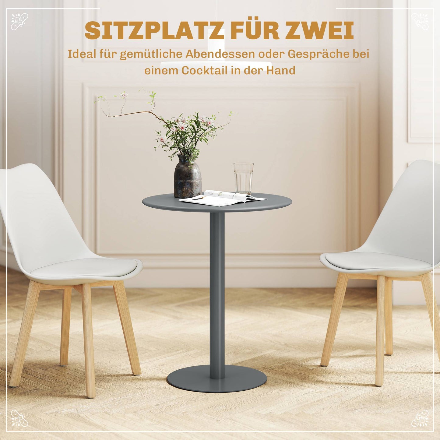 Round Steel Dining Table for 2 – Compact, Modern Design