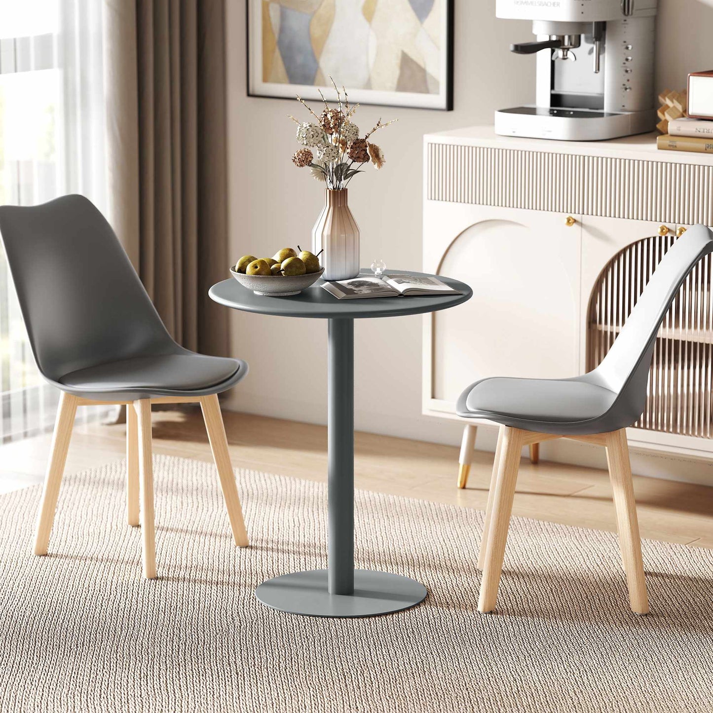 Round Steel Dining Table for 2 – Compact, Modern Design
