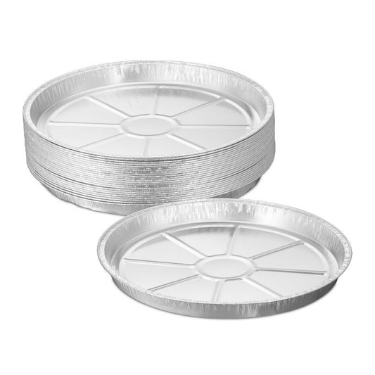 Round aluminum trays in sets of 25