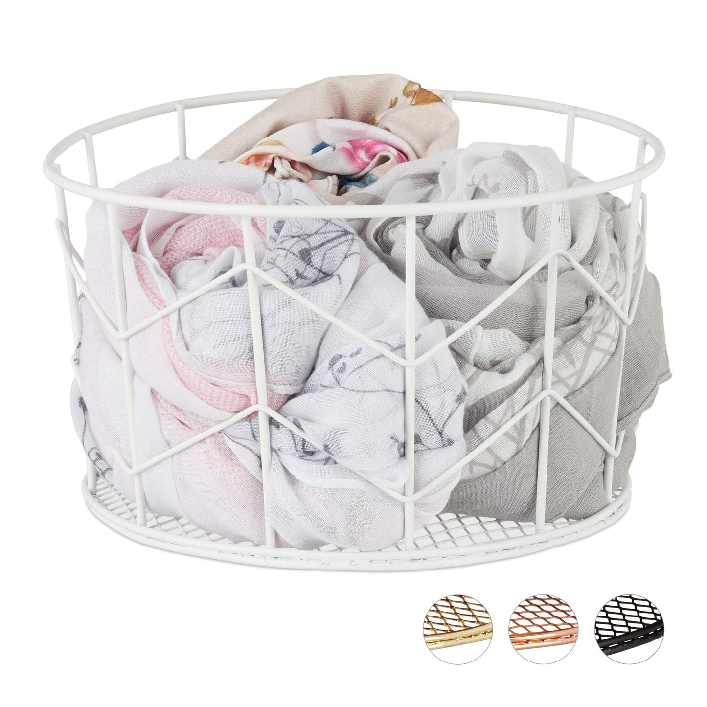 Round basket made of metal wire