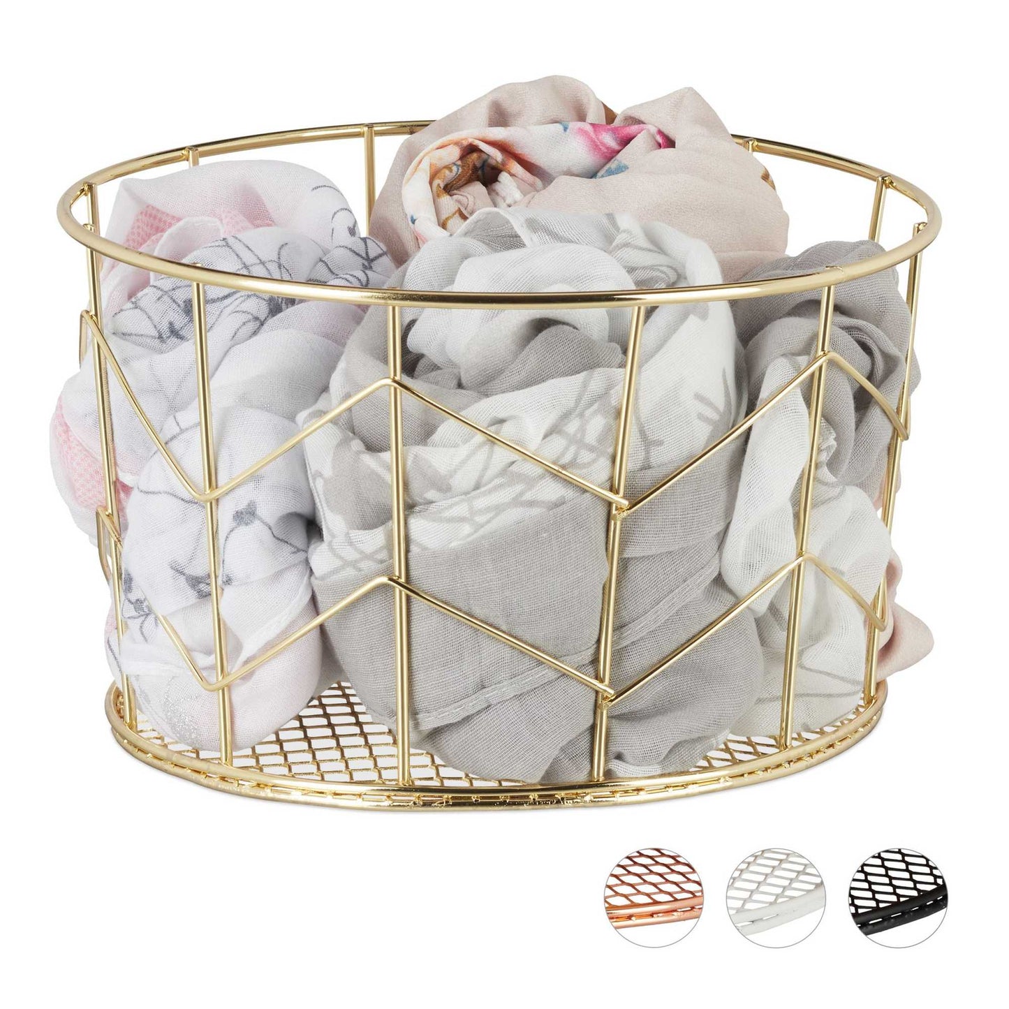 Round basket made of metal wire