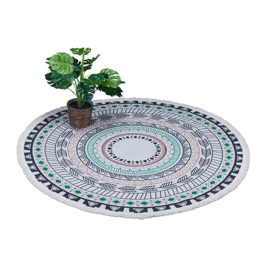 Round carpet with mandala design