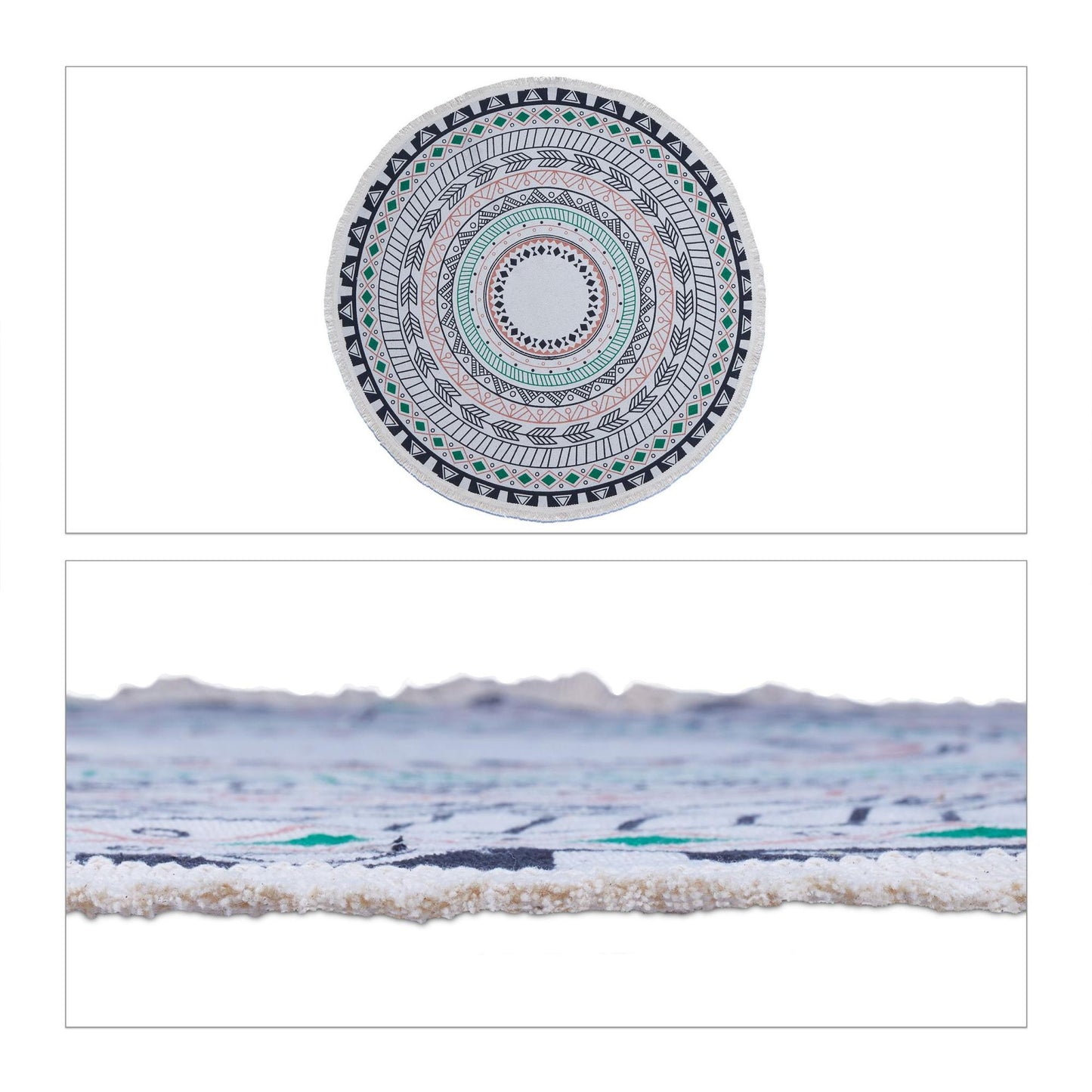 Round carpet with mandala design