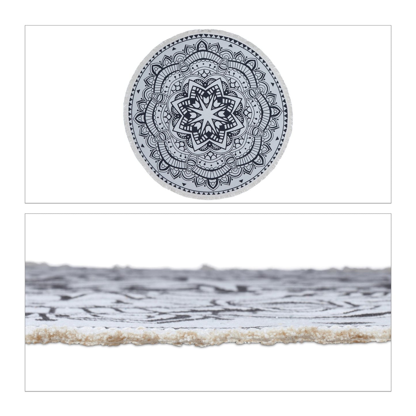 Round carpet with mandala design