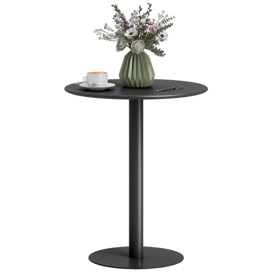 Round dining table for 2 people, steel, for indoor and outdoor use, black