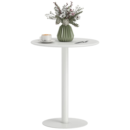 Round dining table for 2 people, steel, for indoor and outdoor use, white